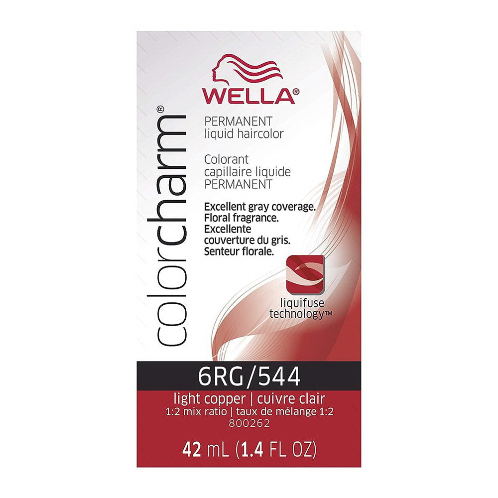 Wella ColorCharm Permanent Liquid Hair Color, 6RG by 544 Light Copper, 1.4 Oz
